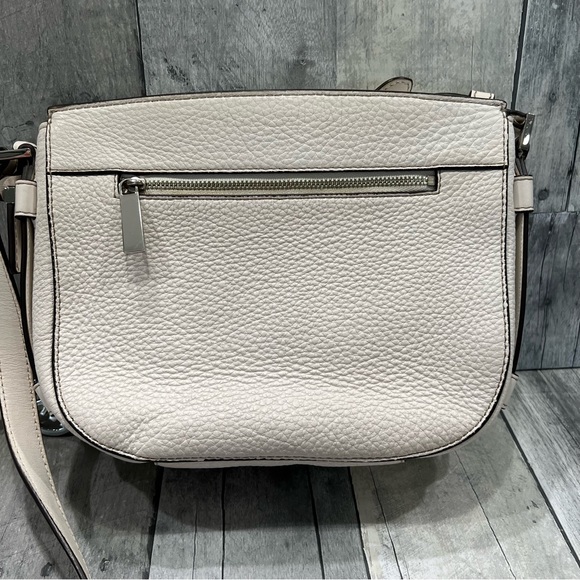M MICHAEL KORS Medium Romy Optic White Saddle Crossbody Leather Bag - Picture 13 of 13